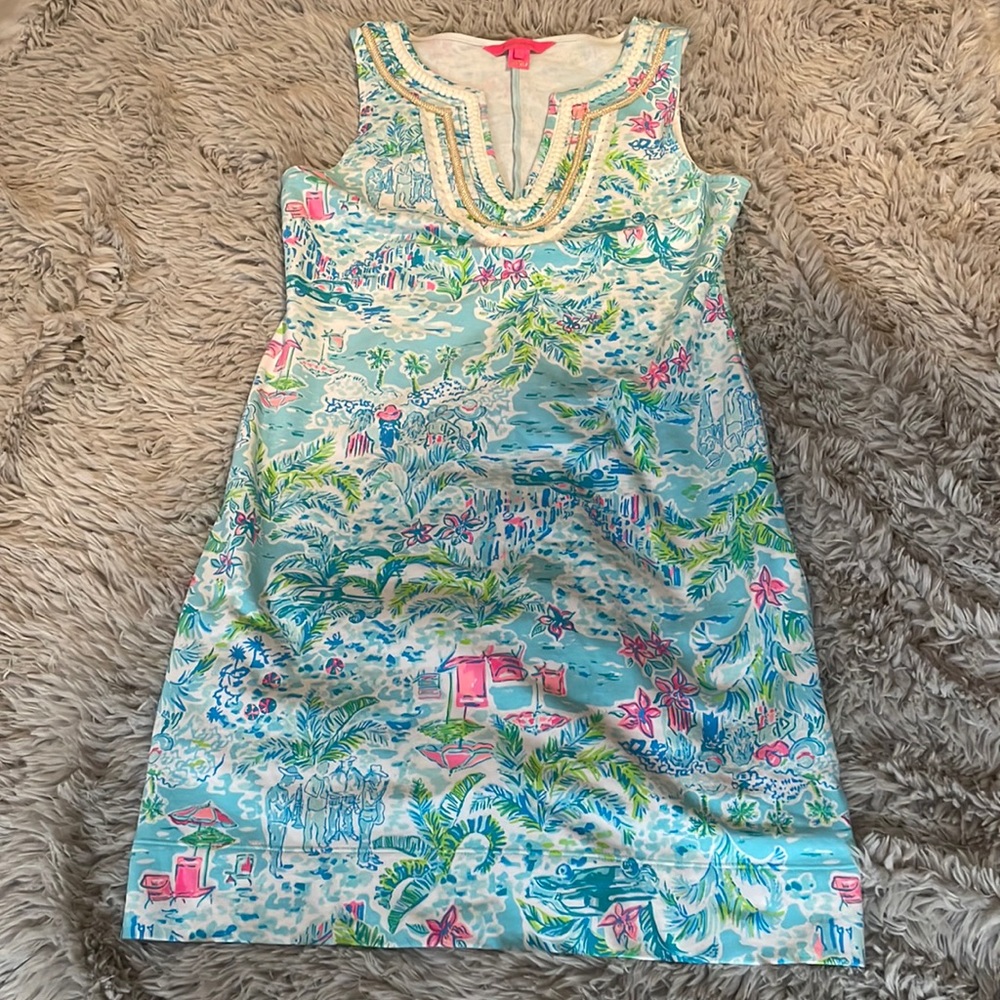 Lilly Pulitzer Women's Harper Shift Dress What A Lovely Place Knit